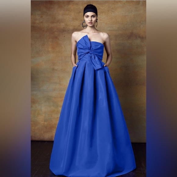 New! Sachin & Babi Runway Leora Strapless Bow-Embellished Silk-Faille Gown💙 - Picture 1 of 16